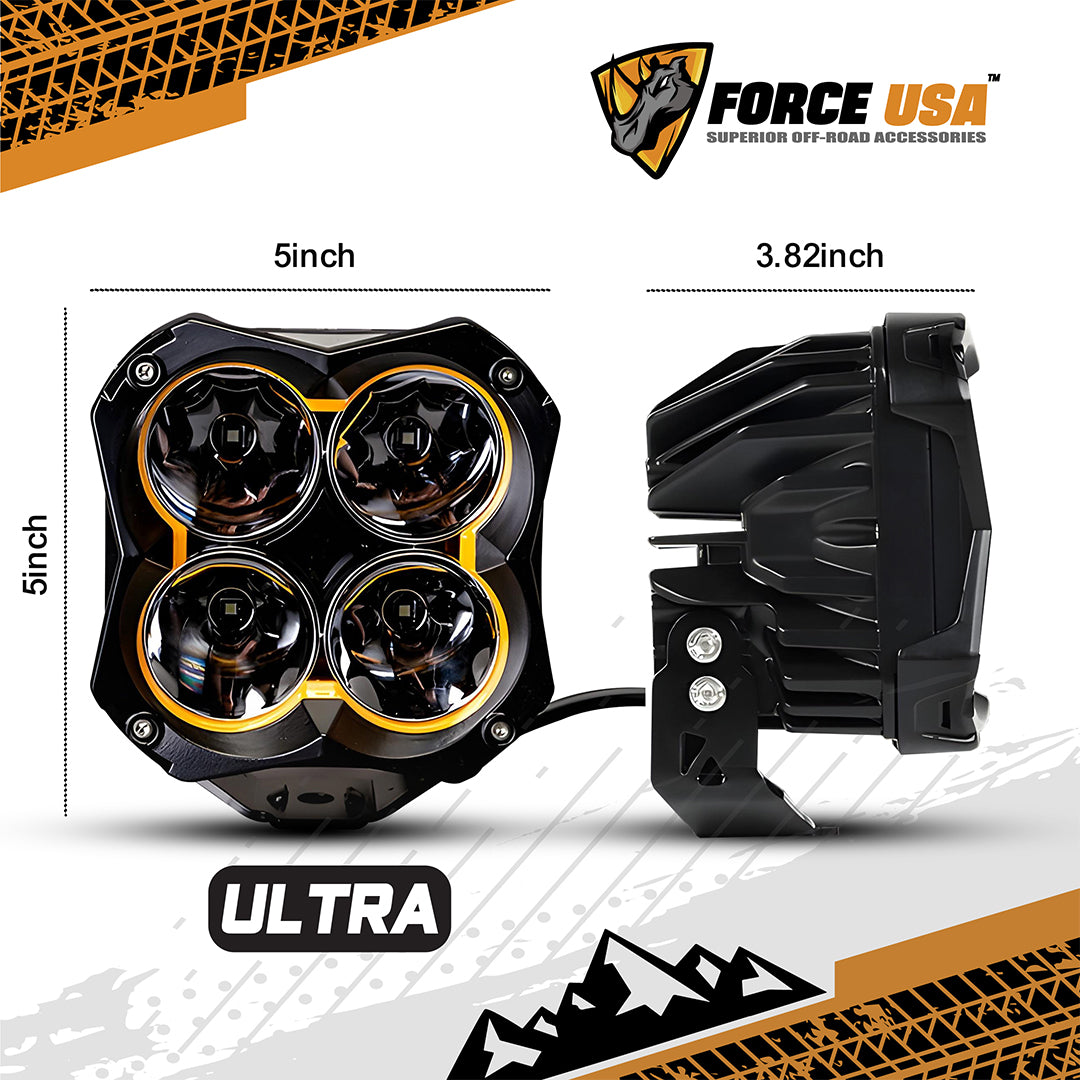Force USA Ultra 5″ Pod Light, High-Intensity Off-Road LED Light, Ultra-Bright & Clear Beam, Compact and Durable Design for Trucks, SUVs, ATVs & Outdoor Adventures