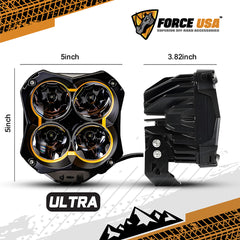 Force USA Ultra 5″ Pod Light, High-Intensity Off-Road LED Light, Ultra-Bright & Clear Beam, Compact and Durable Design for Trucks, SUVs, ATVs & Outdoor Adventures