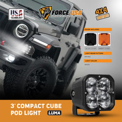 Force USA 3 IN Compact Cube Driving Luma Light-White