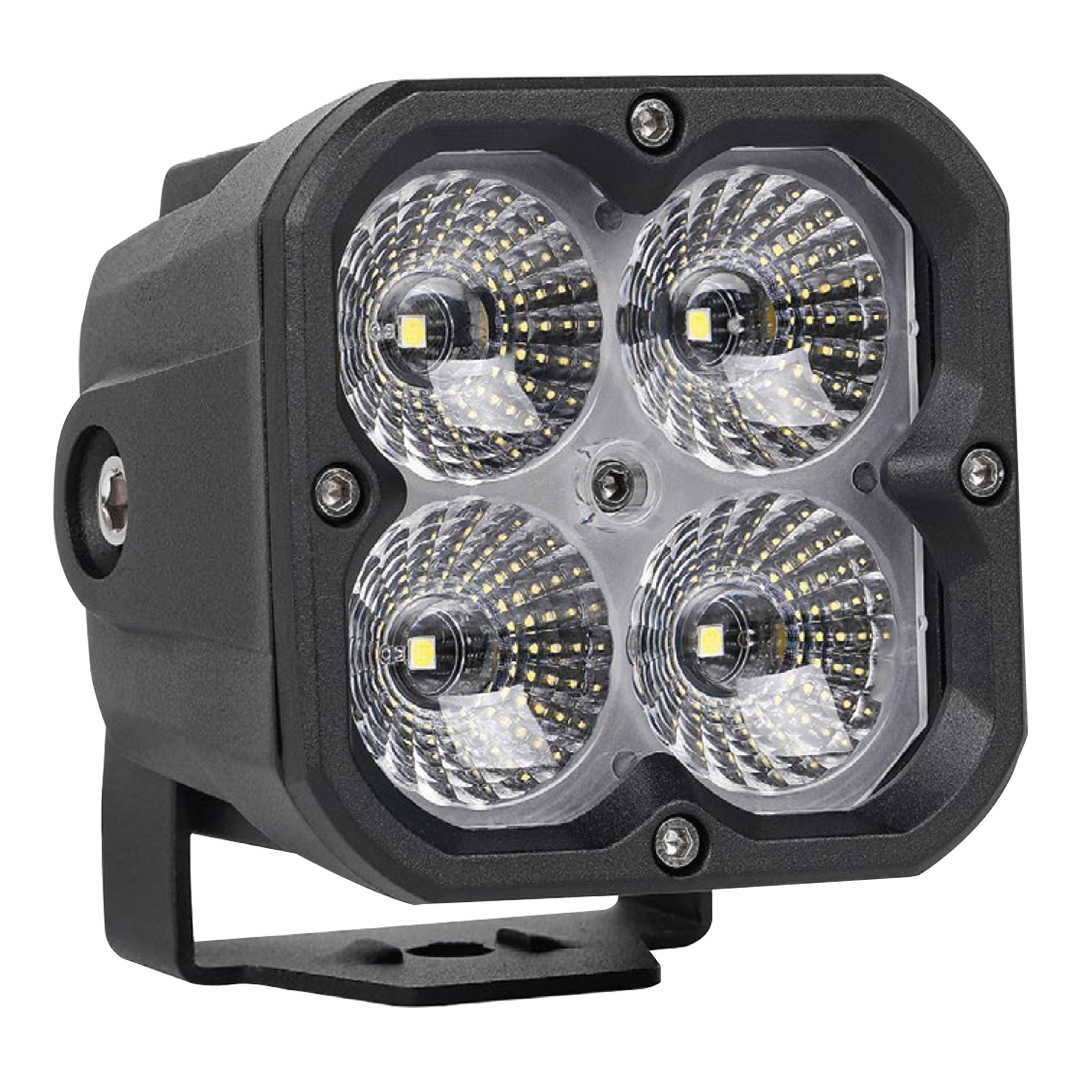 FORCE USA 3" Compact Cube Pod Light – Black & Amber Covers with Wire Harness