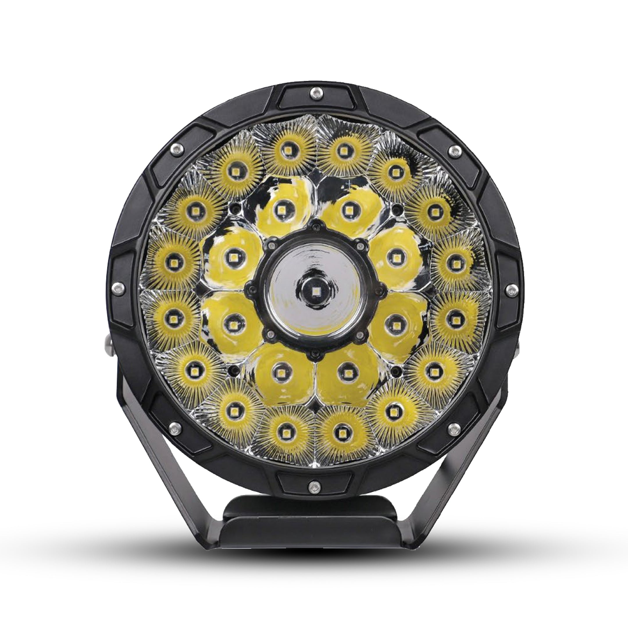 FORCE USA CYCLON 7″ LED Light Spot – Heavy Duty, White Beam, Flood Pattern, High Lumens, Fast Heat Dissipation, Amber & Black Covers Included (Set of 2)