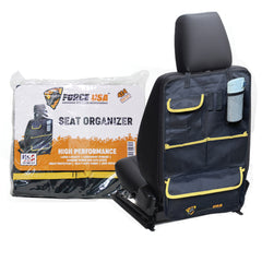 FORCE USA Car One Seat Organizer Backseat for Your Car, SUV, Minivan, Truck Seats, Tablet Holder for Kids Toddlers, Travel Accessories, Black