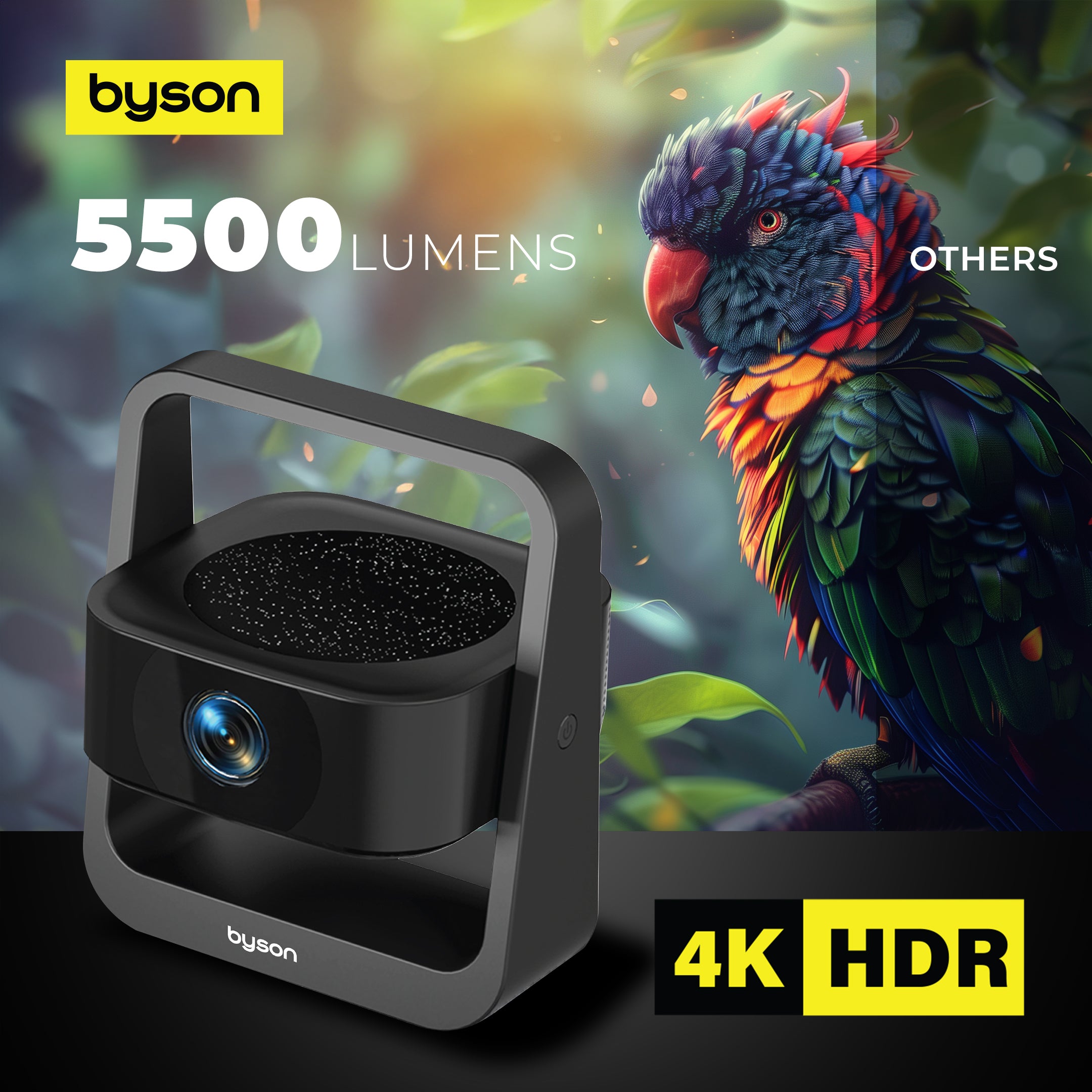 جهاز عرض منزلي ذكي من بيسون أورورا، واي فاي 5G، HDR بدقة 4K، أندرويد 13، دوران 360 درجة، جهاز عرض صغير محمول للأفلام والعروض التقديمية والألعاب والسفر، شاشة من 50 إلى 150 بوصة