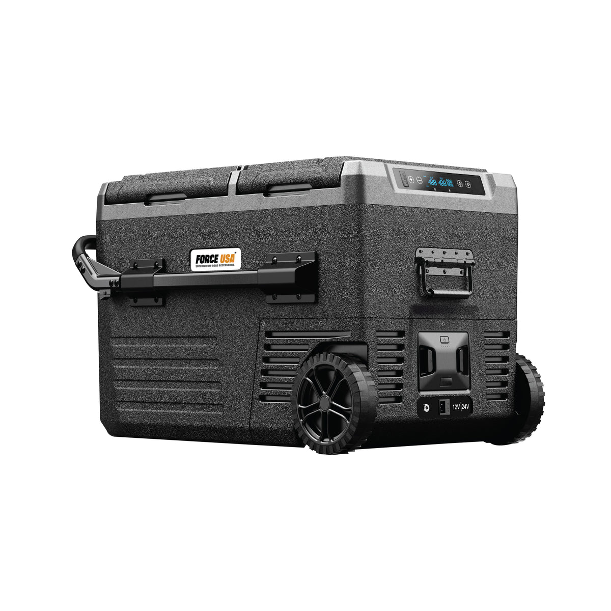 Portable Fridge 45L – Touch Temperature Control, USB Port, LED Light, Battery Protection, 20°C to -18°C Cooling Range – Ideal for Car, Camping, Travel & Outdoor Use