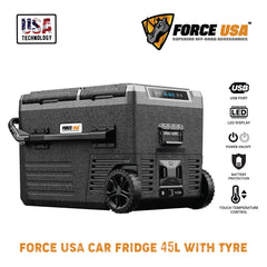 Portable Fridge 45L – Touch Temperature Control, USB Port, LED Light, Battery Protection, 20°C to -18°C Cooling Range – Ideal for Car, Camping, Travel & Outdoor Use