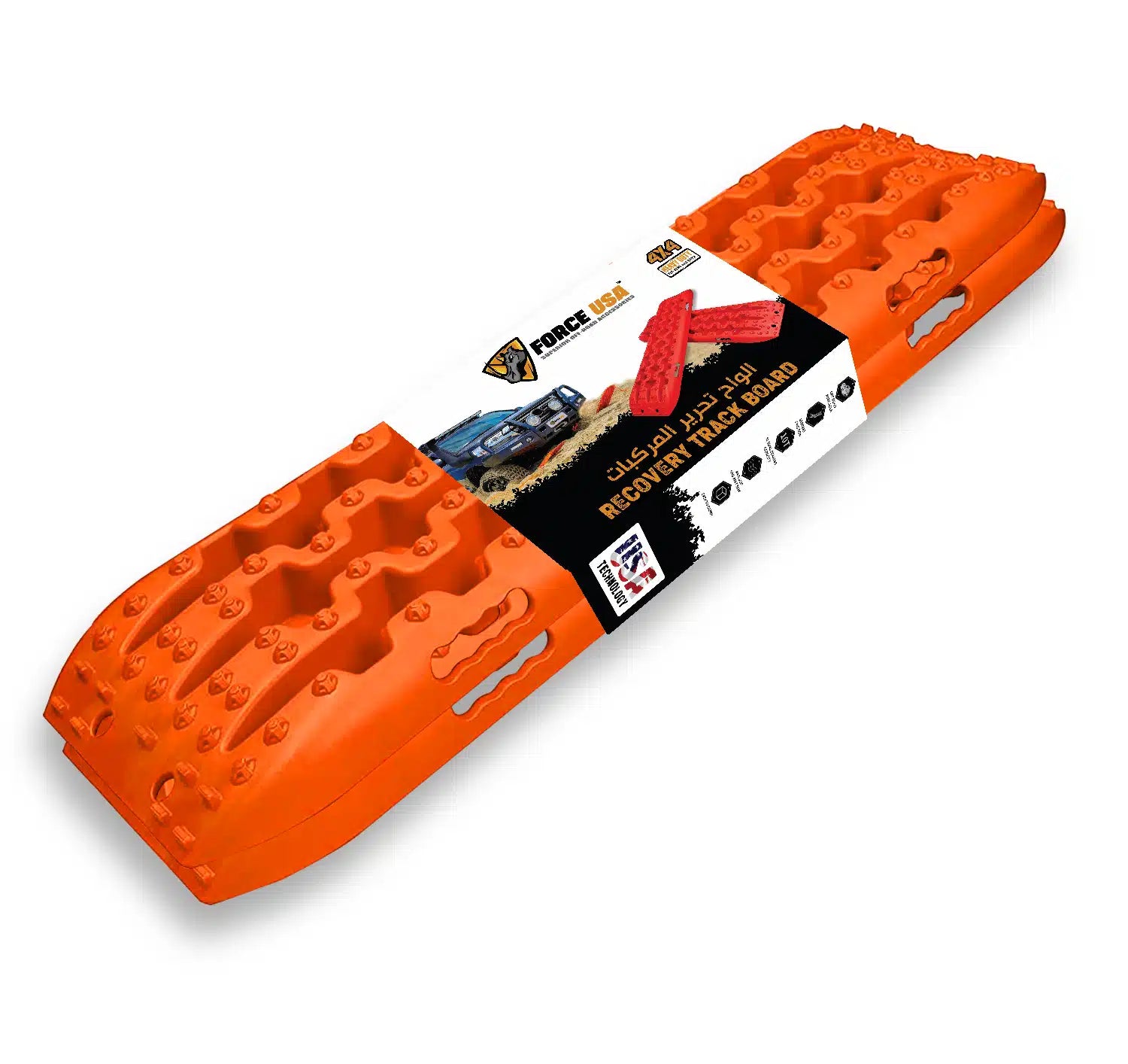 Force USA Recovery Traction Board, 2 PCS Heavy-Duty Off-Road Traction Board & Sand Track for Off-Road Adventures, 4x4 Recovery Gear for SUV, Jeep, Truck, & All Vehicles, Emergency Tire Traction for Sand, Mud, & Snow