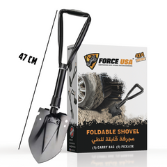 FORCE USA Multi-Purpose Foldable Shovel – Heavy-Duty Steel Spade for Camping, Off-Road, Survival & Outdoor Use