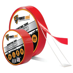 FORCE USA Clear Nano Double-Sided Tape with Red Release Film – Heavy-Duty Transparent Adhesive Mounting Tape Washable Reusable & Removable Gel Grip for Home Office & Car Use