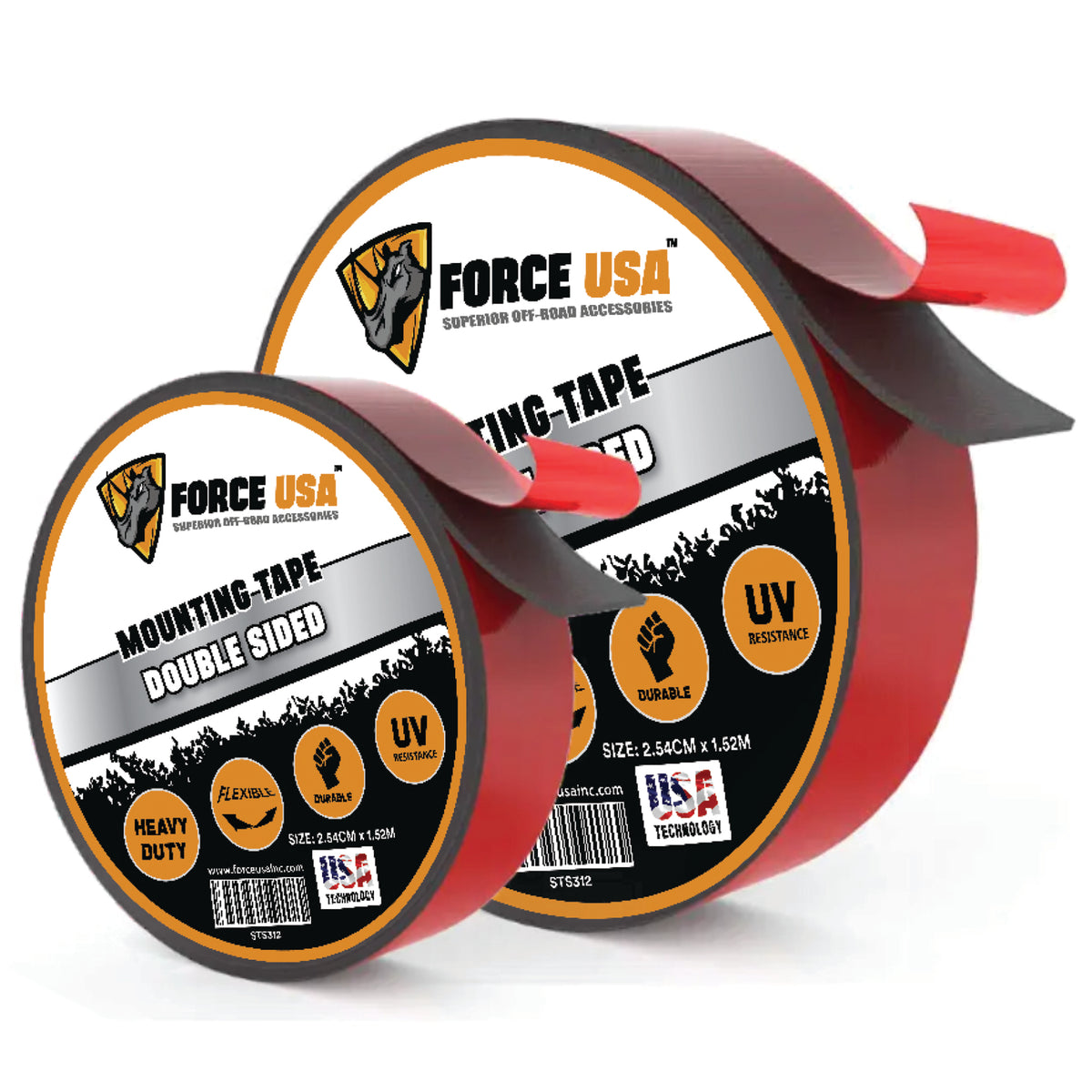FORCE USA Clear Nano Double-Sided Tape with Red Release Film – Heavy-Duty Transparent Adhesive Mounting Tape, Washable, Reusable & Removable Gel Grip for Home, Office & Car Use