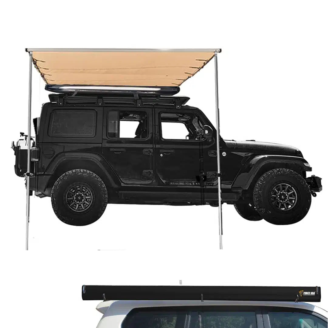 FORCE USA Hard Shell Awning Tent with Integrated LED Light – Durable, Easy Setup, All-Weather Outdoor Shelter