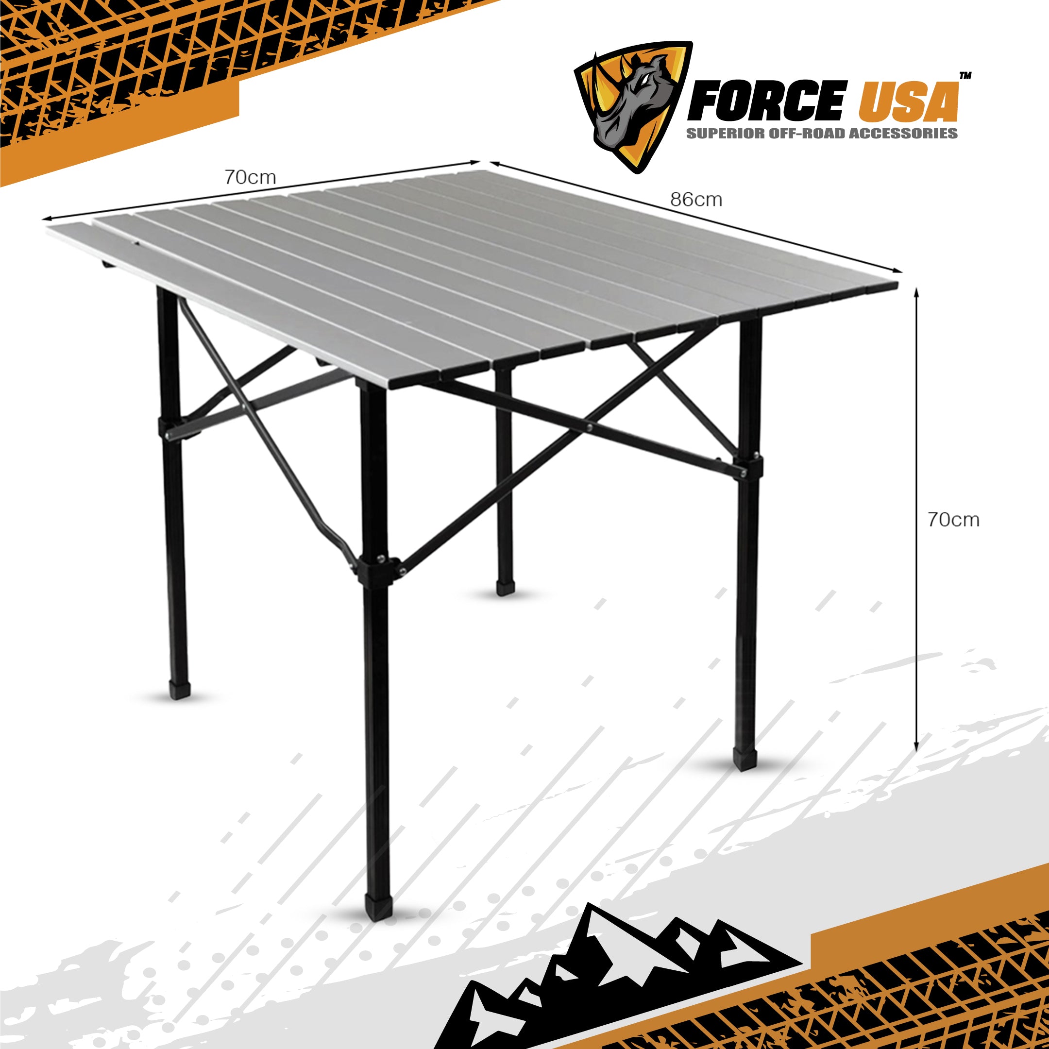 FORCE USA Portable Folding Camping Table, Lightweight Aluminum Table for 2–4 Persons with Carry Bag, Ideal for Camping, Hiking, Picnics, BBQs & Beach Trips