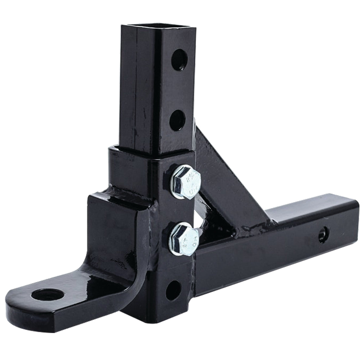 FORCE USA 5 Holes Adjustable Towing Hook – 2 Inch Receiver Mount 8 Positions Rise/Drop Adjustable Hitch Amount for 2 Inch Opening Class III 5000lbsGTW