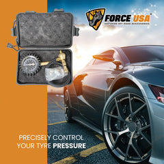 Force USA Analog Tire Deflator, Accurate Air Pressure Reading & Adjustment Tool, with Nice Analog Display & Portable Case, Compatible with All Cars, Trucks, Bicycles, & Motorcycles