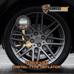 Force USA Digital Tire Deflator, 2 in 1 Function, Accurate Air Pressure Reading & Adjustment Tool & Deflation System, with Nice Digital Display & Portable Case, Compatible with All Cars, Trucks, Bicycles, & Motorcycles
