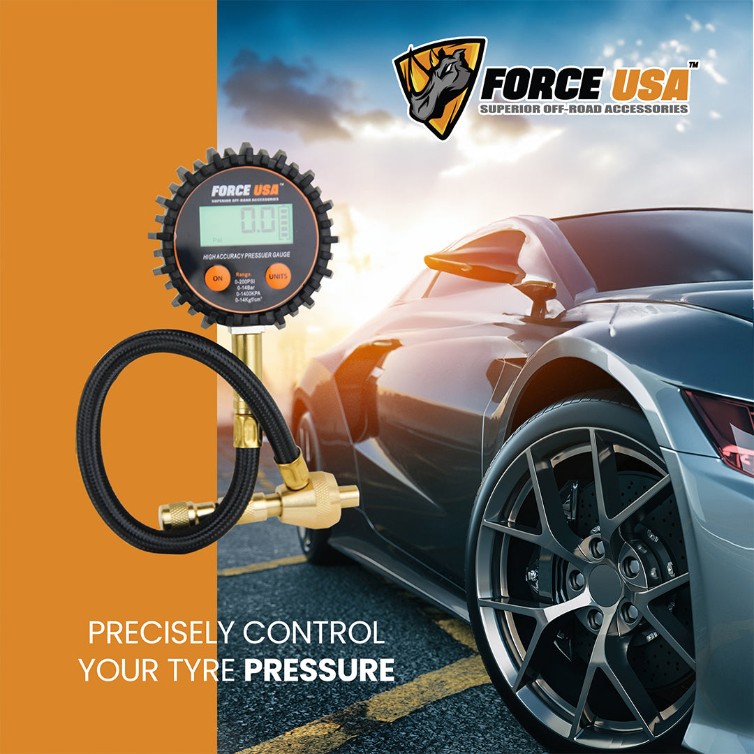 Force USA Digital Tire Deflator, 2 in 1 Function, Accurate Air Pressure Reading & Adjustment Tool & Deflation System, with Nice Digital Display & Portable Case, Compatible with All Cars, Trucks, Bicycles, & Motorcycles