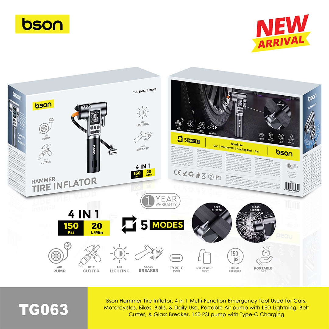 Bson Hammer Tire Inflator, 4 in 1 Multi-Function Emergency Tool Used f – Bson Store