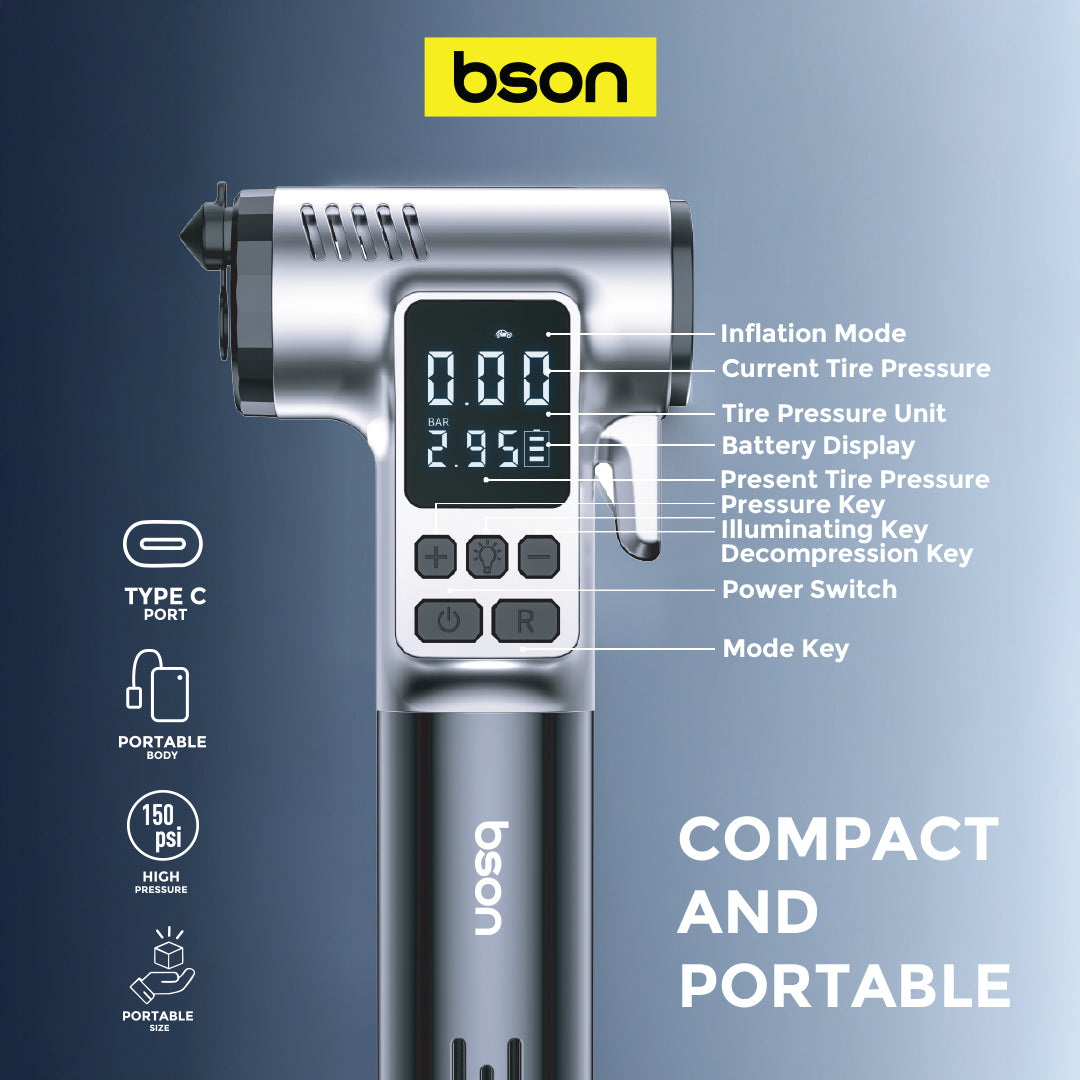 Bson Hammer Tire Inflator, 4 in 1 Multi-Function Emergency Tool Used f – Bson Store