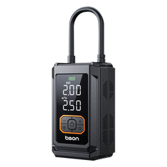 Bson Air Beast 4-in-1 Tire Inflator – 150 PSI power with fast inflation, 5 smart modes, air pressure monitoring, large digital display, heat protection, built-in LED flashlight & power bank. Ideal for cars, bikes, balls, and outdoor emergencies.