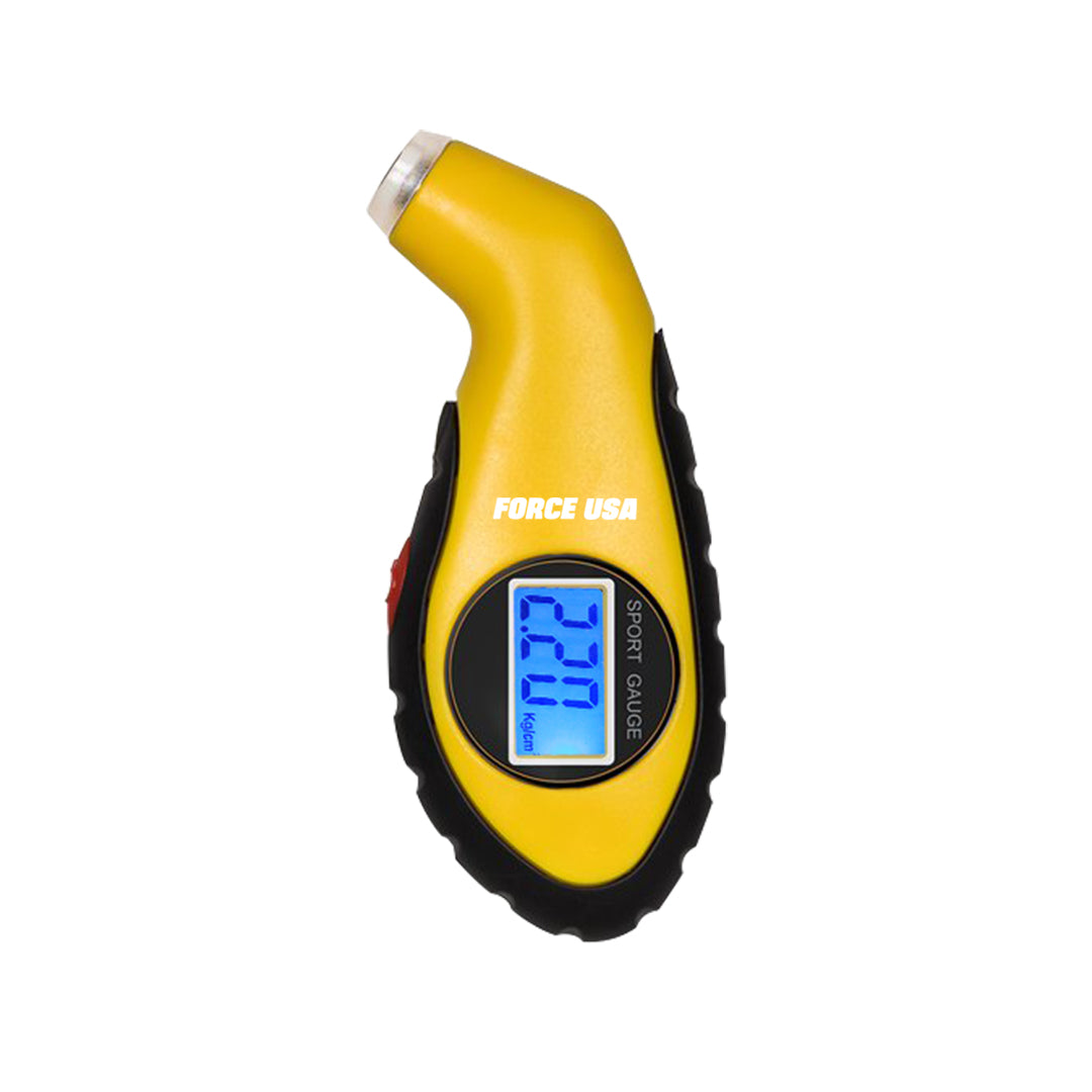 Force USA Compact Digital Tire Gauge, Portable Tire Measurment Tool for Safer Driving & Extended Tire Life, Precise & Accurate Reading, with Digital LED Display & Multiple Reading Metrics, Bar, PSI, KG/CM, Yellow Color